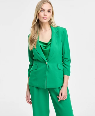 Bar Iii Women's Ruched-Sleeve One-Button Blazer, Exclusively at Macy's