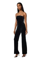 Bebe Women's Strapless Velvet Jumpsuit