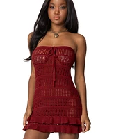 Edikted Womens Brooke Crochet Strapless Mini Dress