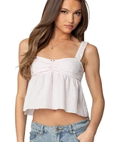 Edikted Womens Linn Babydoll Gingham Top