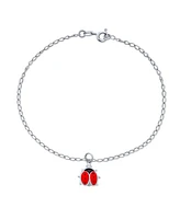 Bling Jewelry Lucky Red Ladybug Charm Anklet Ankle Bracelet Sterling Silver 9.75 Inch