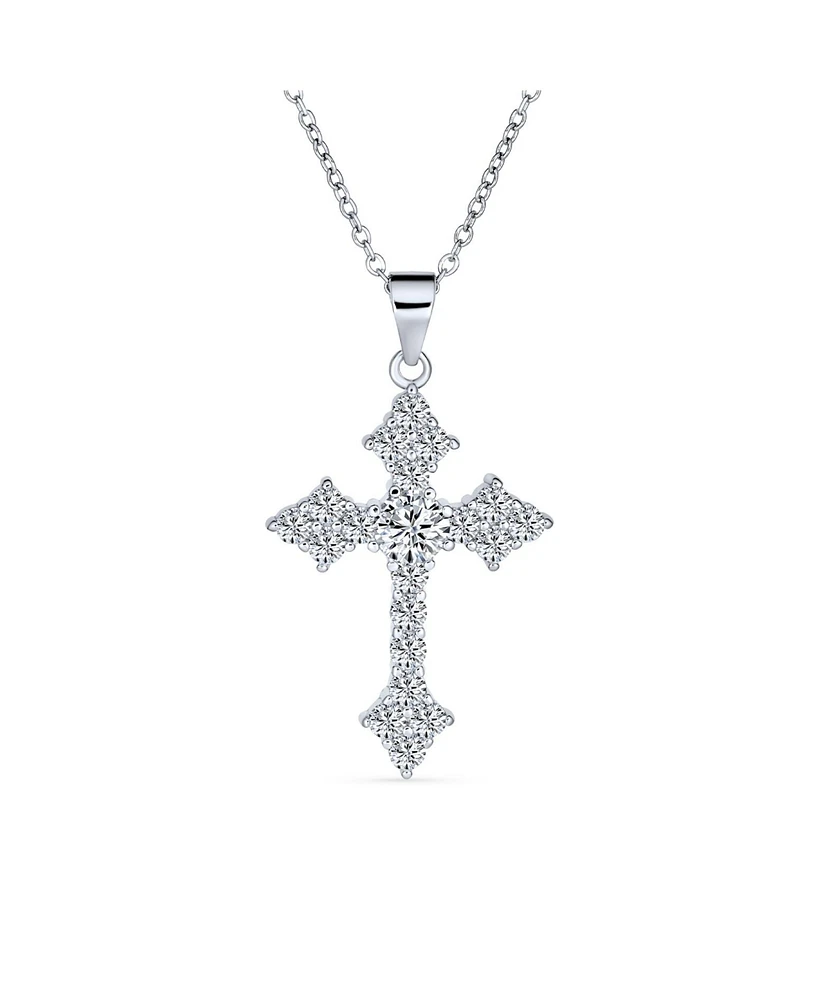 Bling Jewelry Elegant Necklace with Cz Cross Pendant in Sterling Silver