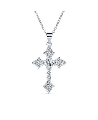 Bling Jewelry Elegant Necklace with Cz Cross Pendant in Sterling Silver