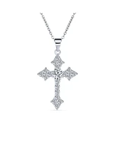 Bling Jewelry Elegant Necklace with Cz Cross Pendant in Sterling Silver