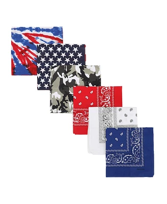 Bioworld Lightweight Multicolored American Flag 22"x22" 6-Pack Bandana Set