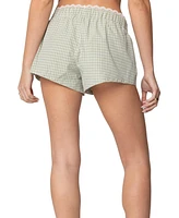 Edikted Womens Lenorah Plaid Boxer Shorts