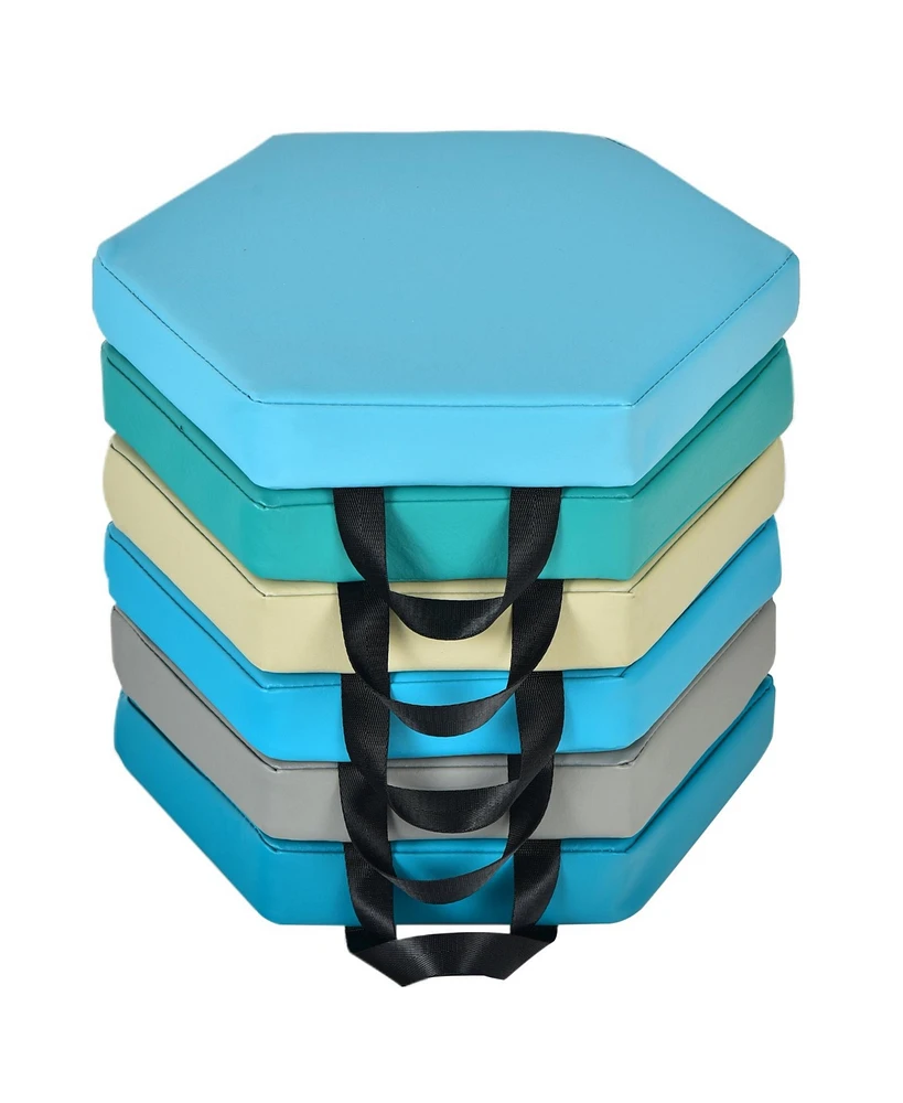 6 Pieces Multifunctional Hexagon Toddler Floor Cushions Classroom Seating with Handles