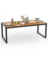 Acacia Wood Patio Table with Umbrella Hole for Garden and Poolside