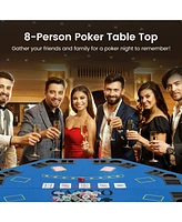 8-Player Foldable Poker Table Top with Carrying Bag Portable and Space-Saving for Home Poker Games