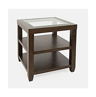 Urban Icon Contemporary Glass Inlay End Table with Storage, Merlot