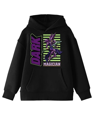 Yu-Gi-Oh! Boys Yu-Gi-Oh Dark Magician Puff Print Long Sleeve Youth Black Hooded Sweatshirt-xs