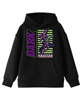 Yu-Gi-Oh Dark Magician Puff Print Long Sleeve Youth Black Hooded Sweatshirt-xl