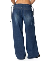 Edikted Womens Katt Lace Up Baggy Jeans