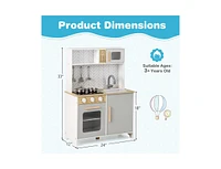 Kids Kitchen Playset with Lights, Sounds, Microwave, Stoves, Sink, Oven & Cooking Accessories