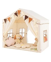 3-4 Kids Large Play Tent House with 2 Opening Doors and Star Lights