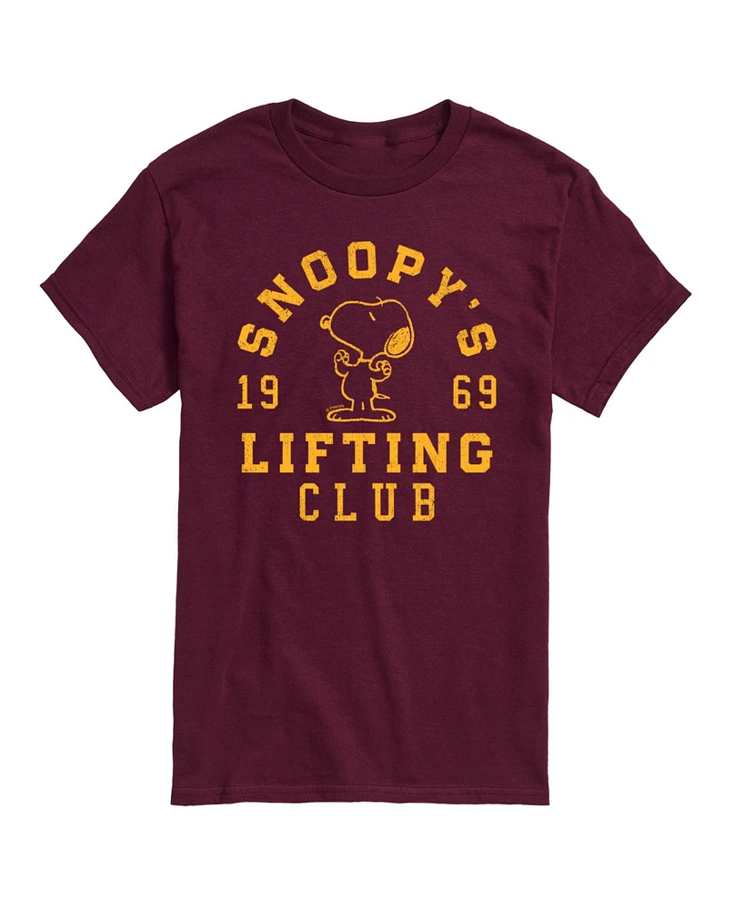 Airwaves Men's Peanuts Snoopy's Lifting Club Short Sleeve T-Shirt