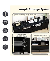 Tv Stand with Flip Door Cabinet for TVs Sleek Entertainment Center with Hidden Storage