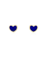 The Lovery Mini Lapis Heart Stud Earrings 14K Gold