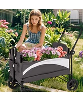 2-Seat Stroller Wagon with Adjustable Canopy and Handles Comfortable Convenient for Toddlers