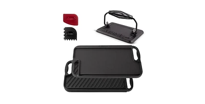 Cuisinel Cast Iron Griddle/Grill + Burger Press + Pan Scrapers