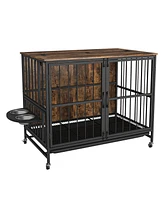 Dog crate furniture with Multi-Purpose Rremovable Ttray Brown