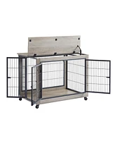 Furniture Style Dog Cage Crate with Double Doors Rustic Brown