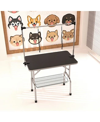 Large grooming Table for Pet Dog and Cat with Adjustable Arm Clamps Heavy Duty Animal table, 42''/Blue