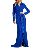 Tadashi Shoji Women's Markum Long-Sleeve Flounce Gown