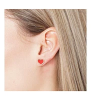 The Lovery Large Coral Heart Stud Earrings 14k Gold