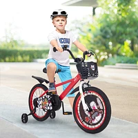 Kids Adjustable Bike with Storage Basket Double Brake Safe Stylish Bicycle for Ages 4-8 Years Old