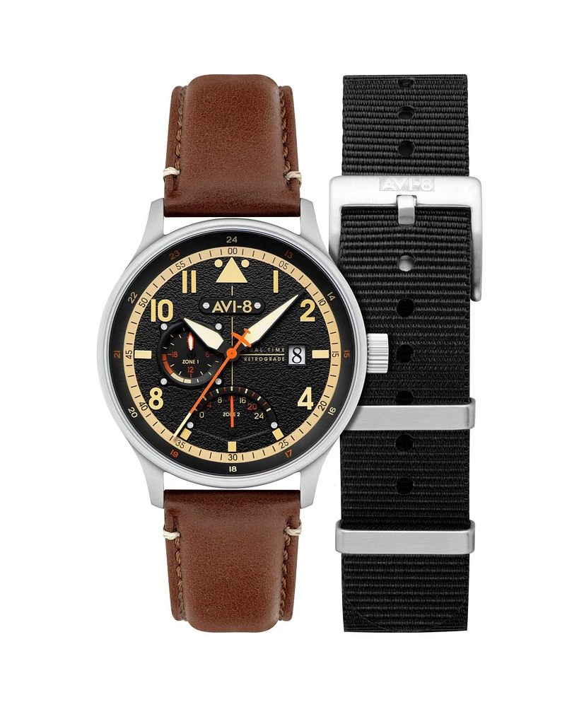 Avi-8 Men's Hawker Hurricane Mckellar Dual-Time Leather Strap Watch