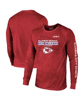 Majestic Men's Red Kansas City Chiefs Super Bowl Lix Tri-Blend Long Sleeve T-Shirt