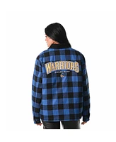 The Wild Collective Men's and Women's Black Golden State Warriors Flannel Full-Zip Shacket