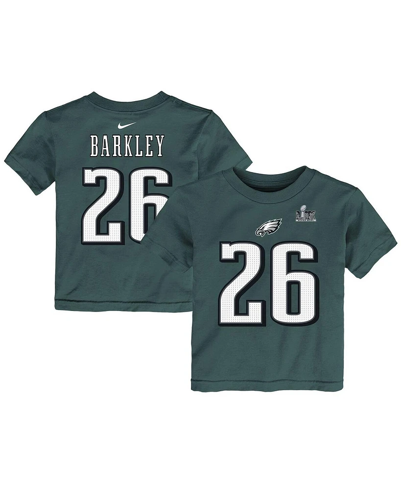 Nike Toddler Saquon Barkley Green Philadelphia Eagles Super Bowl Lix Player Name Number T-Shirt