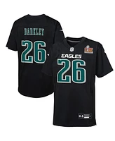 Nike Preschool Saquon Barkley Carbon Black Philadelphia Eagles Super Bowl Lix Patch Fashion Game Player Jersey