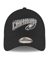 New Era Men's Black Philadelphia Eagles 2024 Nfc Champions Replica 9FORTY Adjustable Hat