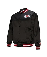 Mitchell & Ness Men's Black Kansas City Chiefs Double Down Satin Full-Snap Jacket