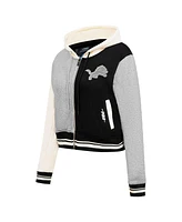 Pro Standard Women's Gray Detroit Lions Reverse French Terry Color block Full-Zip Hoodie Jacket