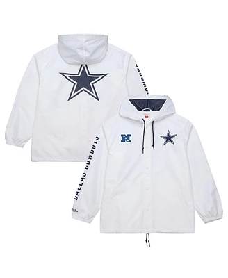 Mitchell & Ness Men's White Dallas Cowboys Vintage Logo Coaches Full-Snap Hoodie Jacket