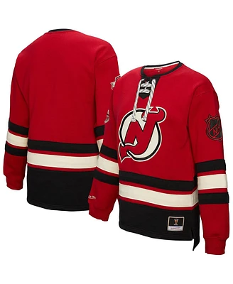 Mitchell & Ness Women's Red New Jersey Devils Heritage Lace-Up Pullover Sweatshirt
