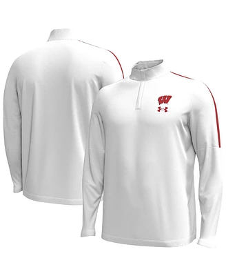 Under Armour Men's White Wisconsin Badgers Playoff Performance Quarter-Zip Jacket