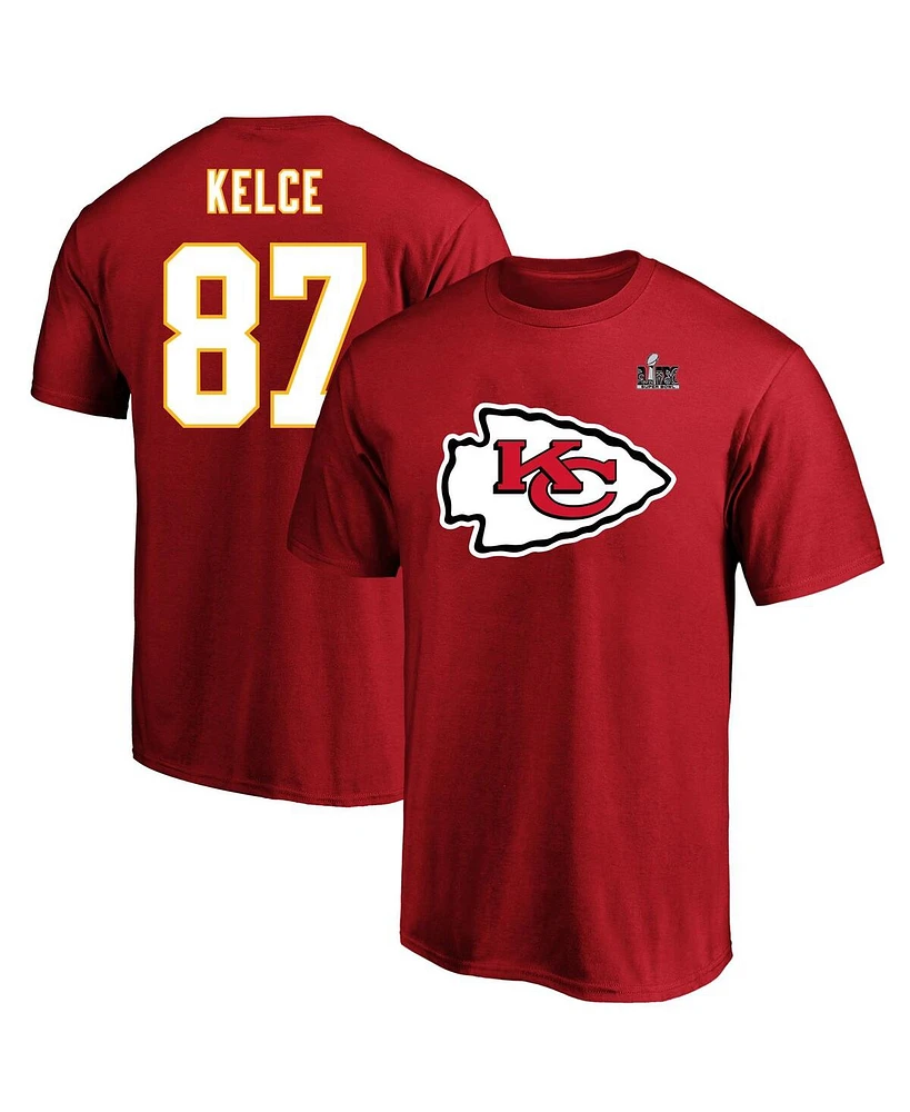 Fanatics Men's Travis Kelce Red Kansas City Chiefs Super Bowl Lix Big Tall Player Name Number T-Shirt