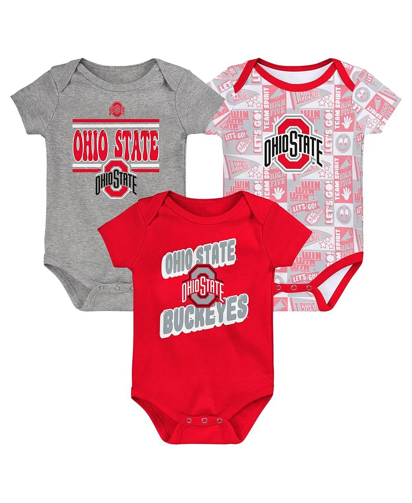 Outerstuff Baby Boys and Girls Ohio State Buckeyes Sunday Comics Bodysuit Set 3-Pack