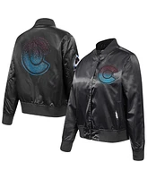 Pro Standard Women's Black Colorado Avalanche Rhinestone Jewels Satin Full-Snap Jacket