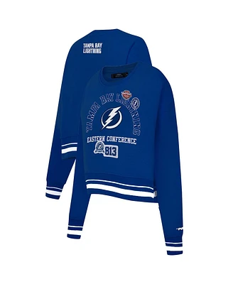 Pro Standard Women's Blue Tampa Bay Lightning Area Code Cropped Pullover Sweatshirt