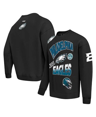 Pro Standard Men's Black Philadelphia Eagles Turn It Up Drop Shoulder Pullover Sweatshirt