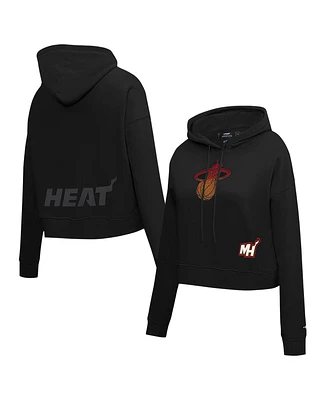 Pro Standard Women's Black Miami Heat Jewels Cropped Pullover Hoodie