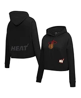 Pro Standard Women's Black Miami Heat Jewels Cropped Pullover Hoodie