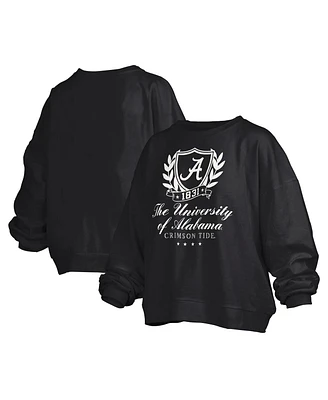 Pressbox Women's Black Alabama Crimson Tide Big Aug Script Janice Oversized Pullover Sweatshirt