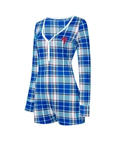 Concepts Sport Women's Royal/Red Philadelphia Phillies Ashford Plaid V-Neck Knit Romper